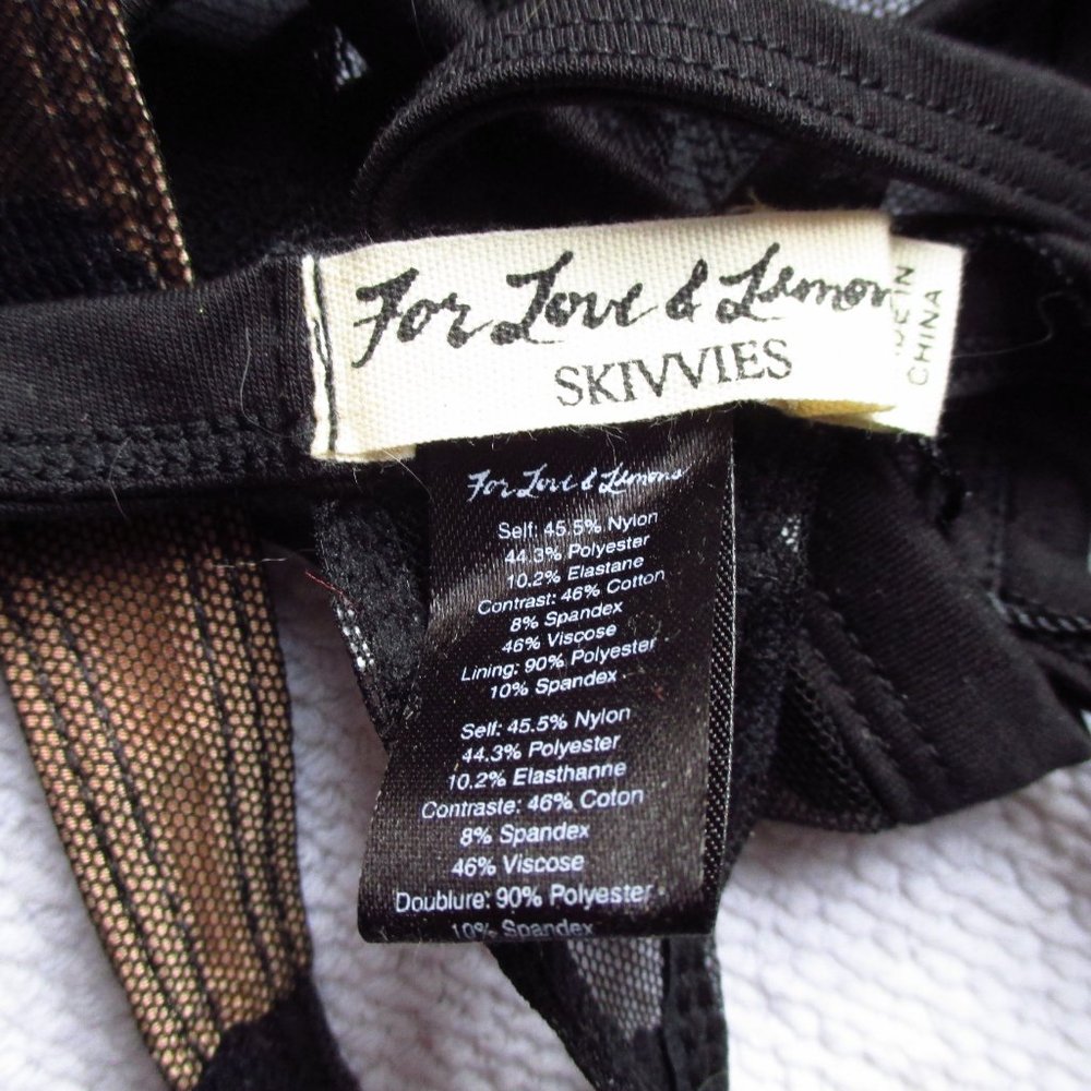 NWT FOR LOVE & LEMONS SKIVVIES CLEMENTINE BLACK STRAPPY THONG PANTY - Picture 6 of 9